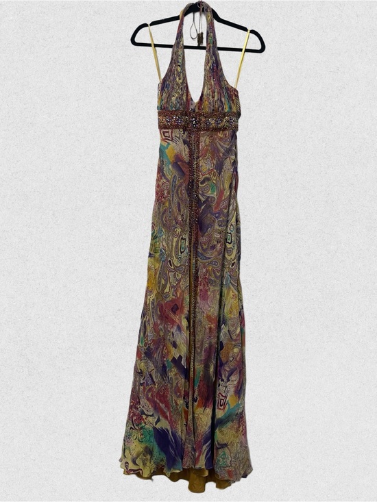 Sue Wong Dresses & Skirts - Y2K Sue Wong Paisley Print Halter Maxi Dress with Beaded Waist
